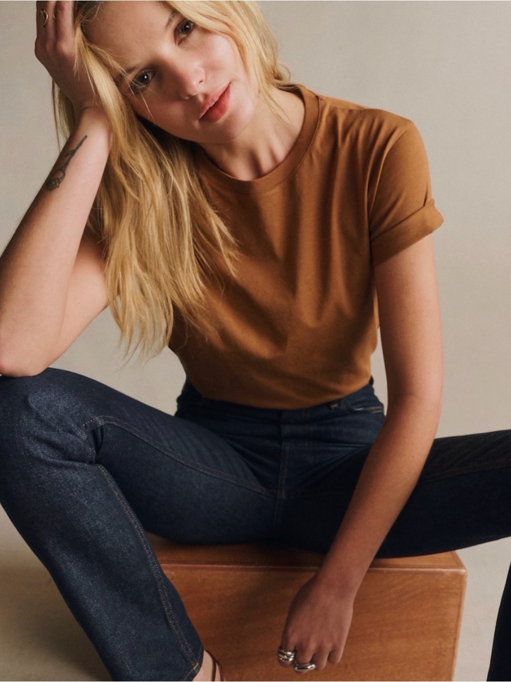 Sezane Conrad T-shirt Camel - Size S